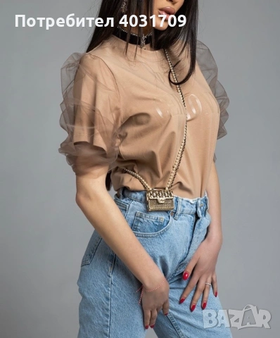 Тениска с тюл, снимка 2 - Тениски - 53929865