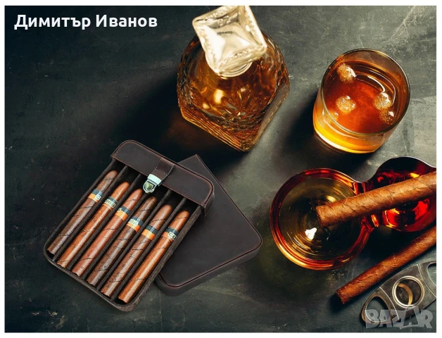 Ретро кожен калъф за 6 пури от естествена кожа, снимка 4 - Други - 50997611