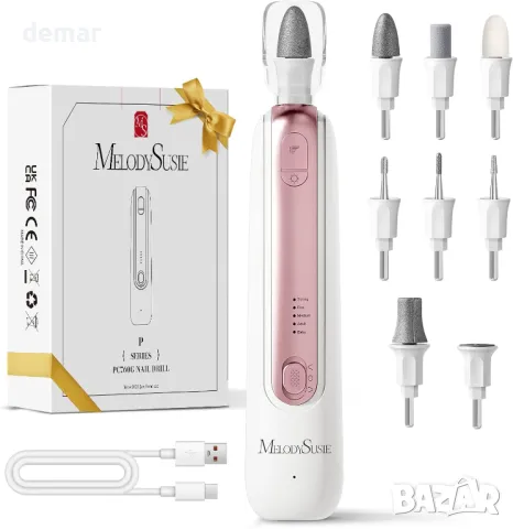 Електрически комплекти за маникюр и педикюр Melodysusie с 8 накрайника PC760G,преносим,акумулаторен