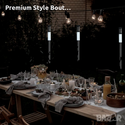 Комплект от 3 броя Led соларни лампи XL 57см - неръждаема стомана, сензор и до 8 часа светене, снимка 2 - Други стоки за дома - 54030056