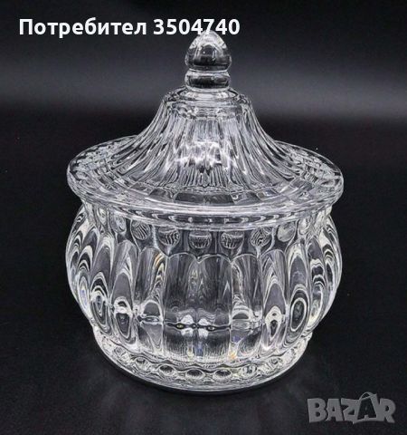 Стъклена захарница с капак, снимка 3 - Аксесоари за кухня - 46200883