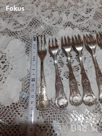Стари антикварни посребрени прибори вилички 6 бр. маркирани, снимка 8 - Антикварни и старинни предмети - 53712096
