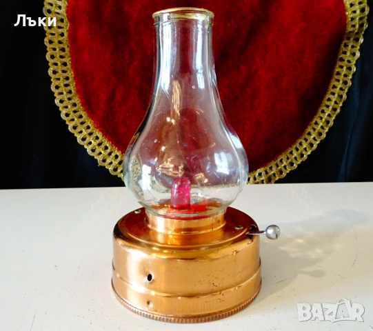 Медна лампа на батерии Made in British C.C.,газена лампа. , снимка 6 - Антикварни и старинни предмети - 53929276