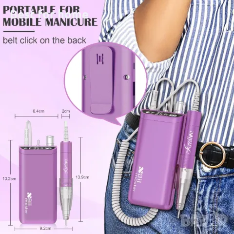 електрическа акумулаторна полипила за нокти, снимка 7 - Продукти за маникюр - 49891785