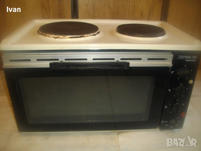 Българска малка комбинирана ел. готварска печка 3310W от Соца НРБ 1987г. ТЕРМА 30 ИКОНОМИК, снимка 2 - Печки, фурни - 53419694