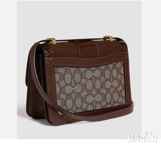 Луксозна Чанта за рамо COACH  Alie от жакард с детайл от змийска кожа , снимка 3 - Чанти - 50509498