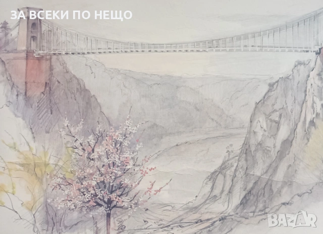 АКВАРЕЛ - БРИСТОЛ МОСТА КЛИФТЪН СЪСПЕНШЪН, снимка 5 - Картини - 53717963