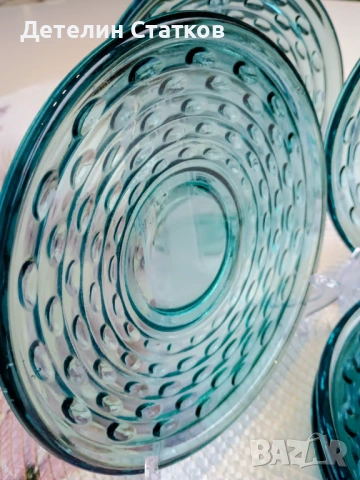 Ретро стъклени чинийки 6 бр., снимка 4 - Сервизи - 53206755
