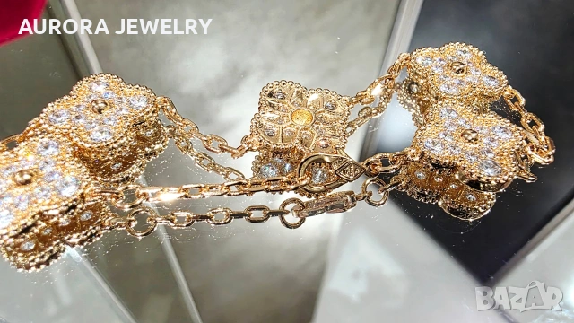 Van Cleef & Arpels VCA 5 Motifs Rose Gold Diamonds Vintage Alhambra Дамска Гривна, снимка 6 - Гривни - 54164055