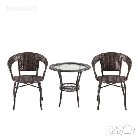 Ратанов комплект Маса и 2 стола, 3 цвята, снимка 5 - Градински мебели, декорация  - 45216147