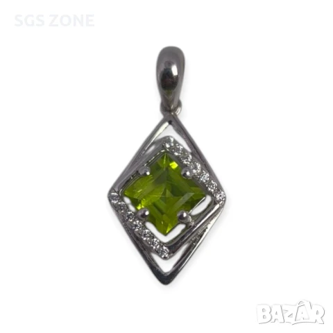 СРЕБЪРЕНА ВИСУЛКА СЪС АМЕТИСТ ПЕРИДОТ ИЛИ ЦИТРИН, снимка 4 - Колиета, медальони, синджири - 51179710