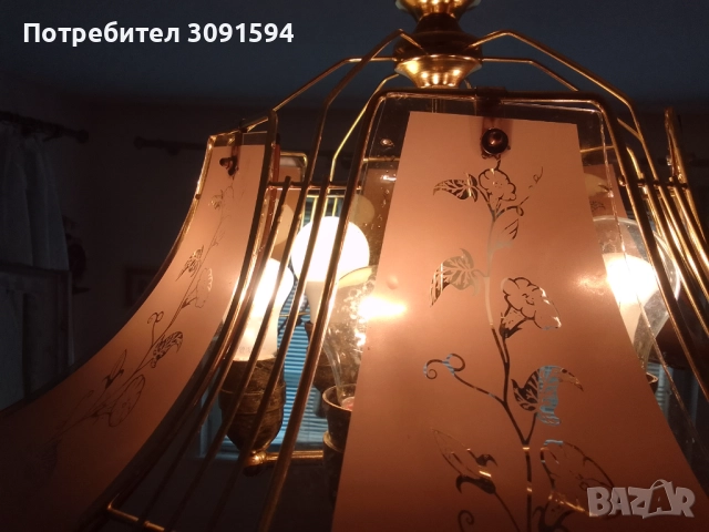 Винтидж полюлей месинг стъкло , снимка 5 - Антикварни и старинни предмети - 52037993