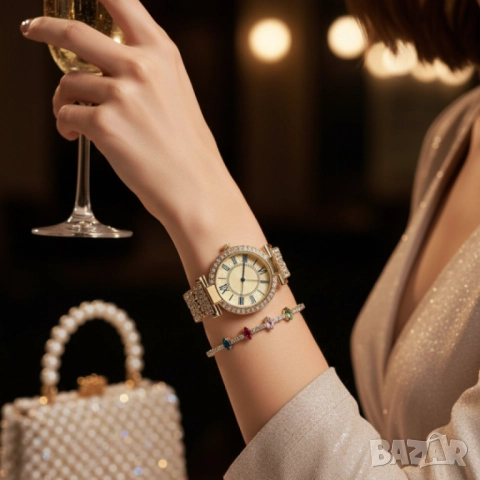 Дамски комплект 3-в-1: Елегантен часовник с две гривни в подаръчна кутия, снимка 6 - Бижутерийни комплекти - 51967226