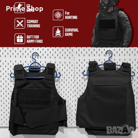 Тактическа жилетка Favuit за Airsoft и пейнтбол, регулируема, черна, снимка 3 - Спортна екипировка - 53516875