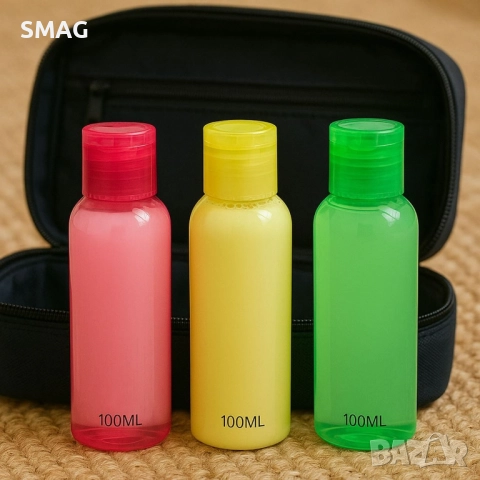 Комплект бутилки за пътуване с принт 100 мл – 3 броя_1232494, снимка 2 - Други - 52328832
