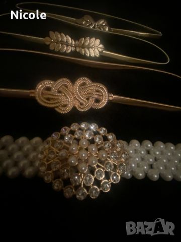 Златни и сребърни елегантни еластични метални колани, снимка 2 - Колани - 44553694