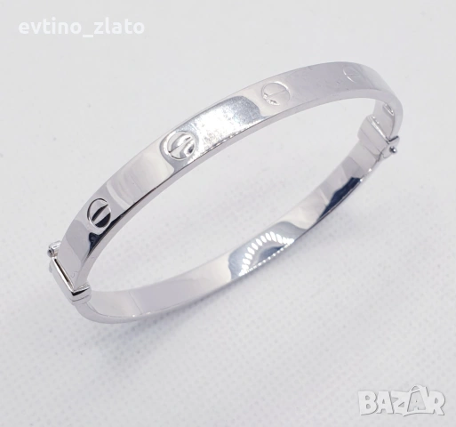 Златни твърди гривни , бяло злато -14К, снимка 12 - Гривни - 38257285