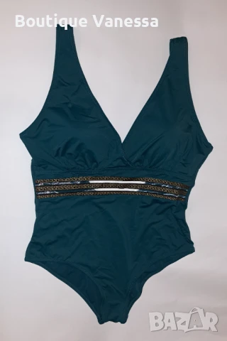 Дамски цял бански в тъмно зелено 