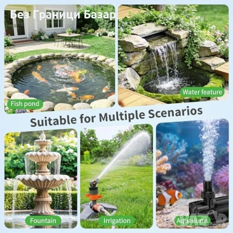 Нова Помпа за водни ефекти 1600 GPH DC 24V енергоефективна + конвертор, снимка 6 - Напояване - 53738533