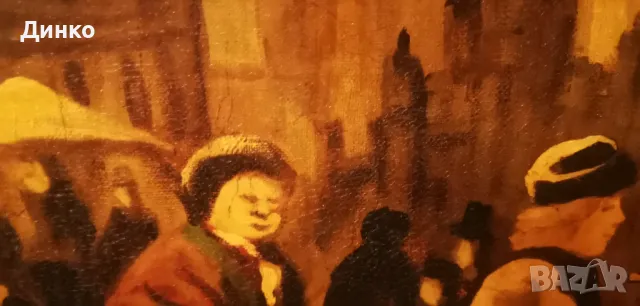 Стара маслена картина 100см.-70см. рисувана върху платно., снимка 3 - Антикварни и старинни предмети - 50041670