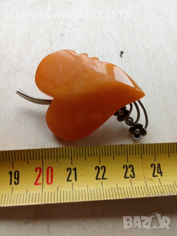 Стара руска кехлибар брошка, снимка 2 - Антикварни и старинни предмети - 54066288