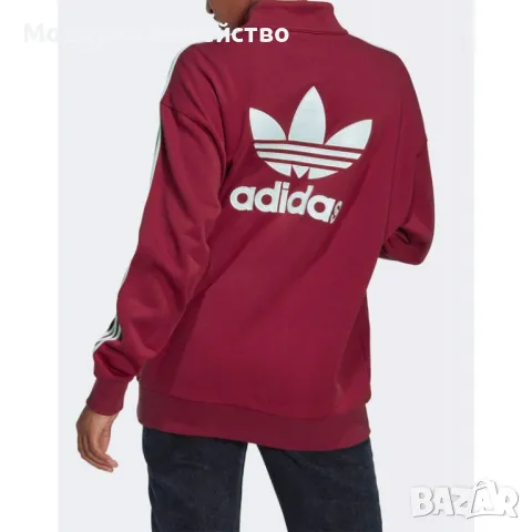 Дамско спортно горнище ADIDAS Centre Stage Quarter-Zip Sweatshirt Red, снимка 1 - Спортни екипи - 47576342