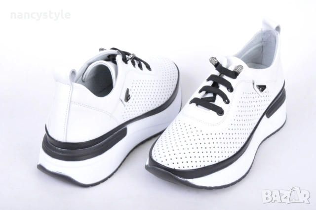 NEW! Бели дамски маратонки ниска платформа, снимка 3 - Маратонки - 53947849
