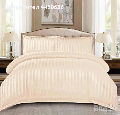 Луксозен спален комплект от памучен сатен – НОВ, снимка 3 - Спално бельо - 52882044