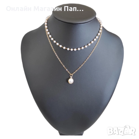Комплект дамско колие 2 броя – позлатена верижка с перли (синтетични)