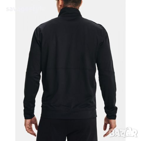 Мъжко горнище UNDER ARMOUR Pique Track Jacket All Black, снимка 2 - Спортни дрехи, екипи - 46668037