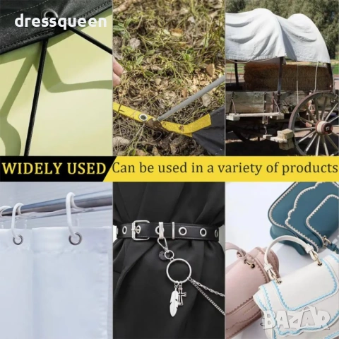 4889 Професионални усилени клещи за капси (10mm) с 200 халки – Пълен комплект за тежък брезент, снимка 4 - Други инструменти - 53624438