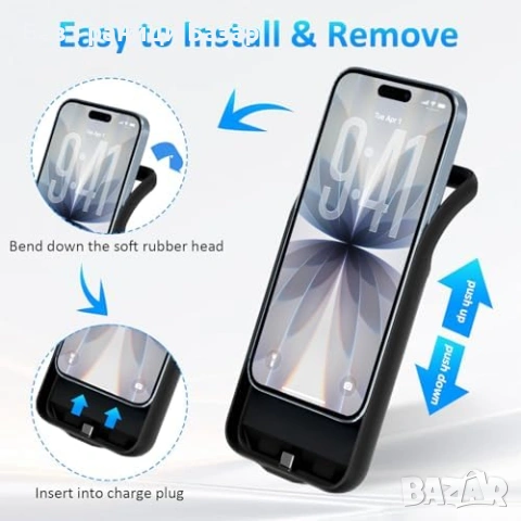 Нов Калъф батерия 8500mAh за iPhone 17 6.3 с LED индикатор кейс Айфон, снимка 6 - Калъфи, кейсове - 53821927