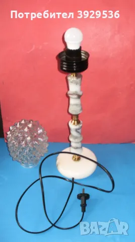 Нова настолна винтидж мраморна лампа с глобус и h=53см, снимка 6 - Настолни лампи - 50358206