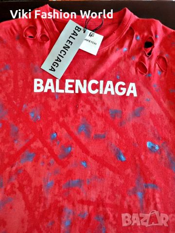 червена тениска balenciaga t shirt, снимка 3 - Тениски - 46487297