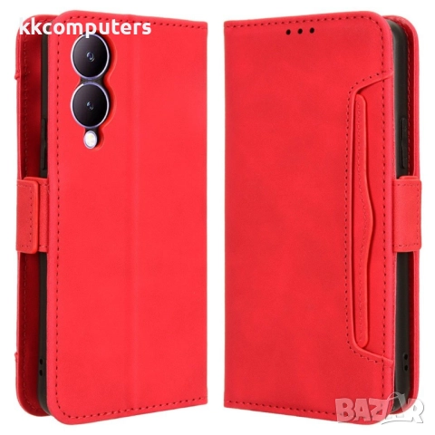 Кожен калъф Портфейл за vivo Y17s 4G / Y28 5G / Y33t - Магнитен клипс, Държач за карти и Стойка, вкл, снимка 4 - Калъфи, кейсове - 52561411
