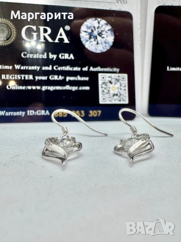 Сребърни обеци с мойсанит (диамант) 0.5 карата, снимка 8 - Обеци - 54182674