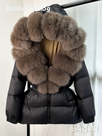Луксозно дамско зимно яке с естетествен пух и пълнеж от гъши пух