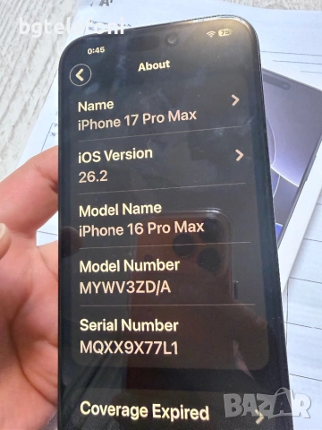 iPhone 17 Pro Max 256GB Black Titanium,94% живот на батерията,гаранция до 09.12.2026г., снимка 5 - Apple iPhone - 53116158