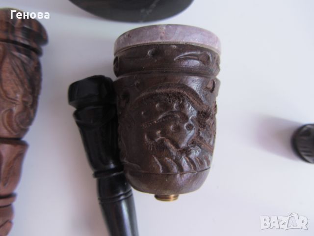 Автентична лула за пушене от дърво и камък на Yao Hill Tribe, снимка 6 - Антикварни и старинни предмети - 45478723