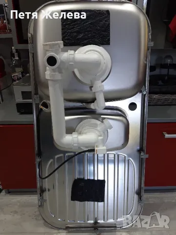 Двойна емайлирана мивка със сифон  97,7/48см, снимка 3 - Мивки - 50280277