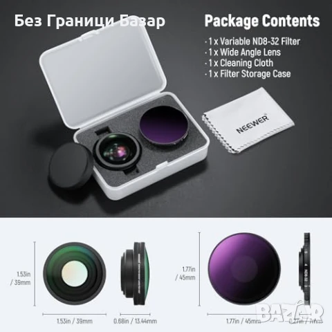 Нов Комплект ND Филтър + Обектив за DJI Action 5 Pro / Action 4 камера, снимка 9 - Чанти, стативи, аксесоари - 50748142