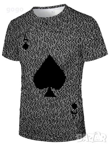 Мъжка тениска с къс ръкав,геометричен 3D принт с дизайн на Асо Пика, снимка 2 - Тениски - 45651991