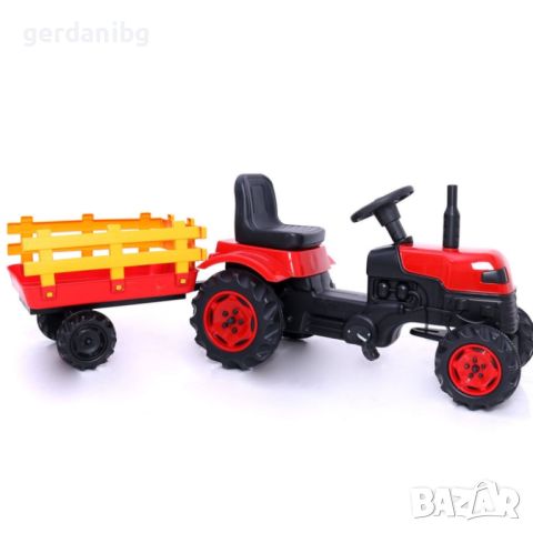 Детски трактор с педали и ремарке Gerdani BG, 163см, Червен