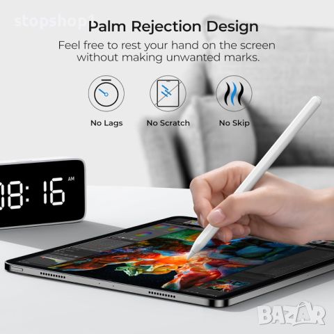 BENKS iPad Pencil 2nd Gen с магнитно безжично зареждане, писалка за iPad с отхвърляне на накланяне и, снимка 4 - Таблети - 46081866