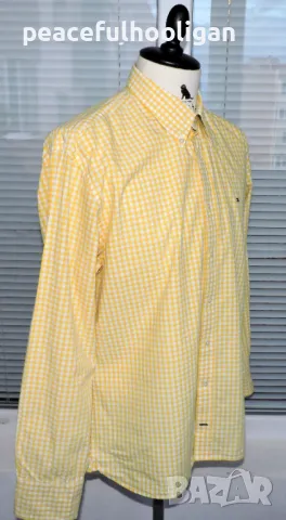 Tommy Hilfiger Mens Yellow/White Checked Shirt - мъжка риза с дълъг ръкав размер XL, снимка 5 - Ризи - 47651381