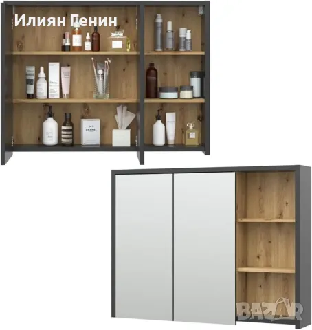 Шкаф за баня с огледало, снимка 2 - Шкафове - 49734757