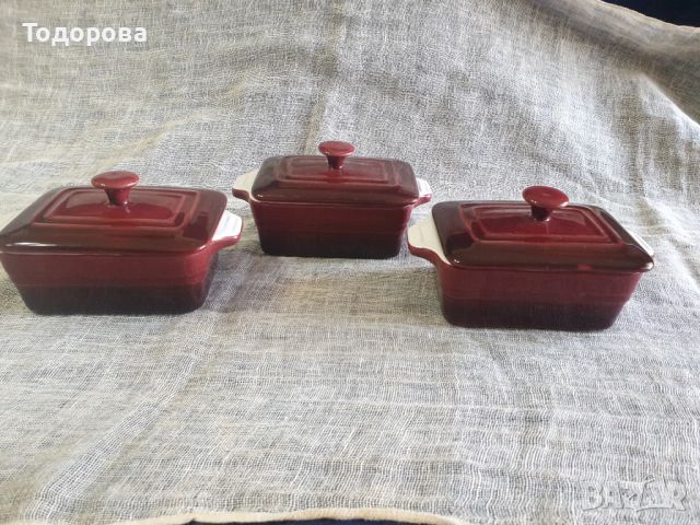 Три малки  съда за терин Lovecasa Stoneware, снимка 1 - Съдове за готвене - 45483102