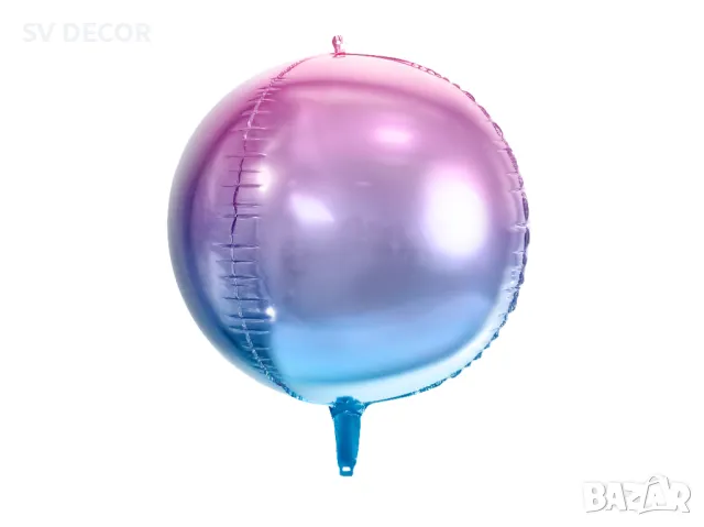 Фолиев балон сфера, омбре/лилав хамелеон - 35см