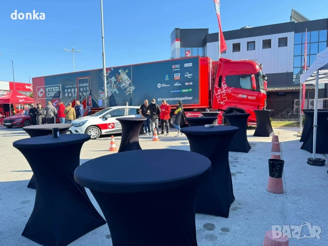 Кетеринг маси под наем налични,бели ,червени о черни калъфи!