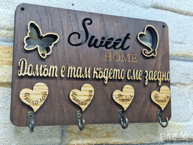 🌟Персонализирана стойка за ключове с вашите имена фамилия текст, снимка 3 - Декорация за дома - 53093992